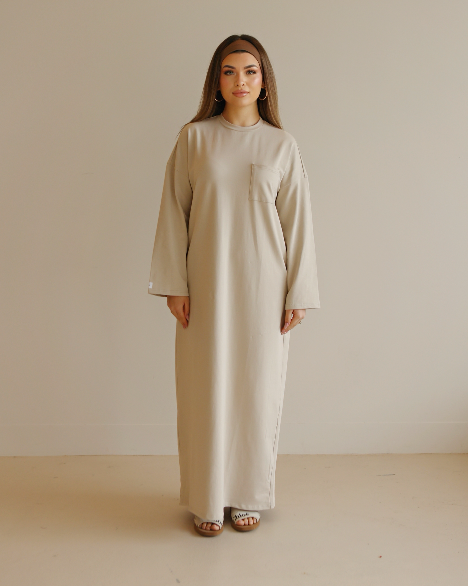 Nasma T-shirt Cotton Dress - Sand