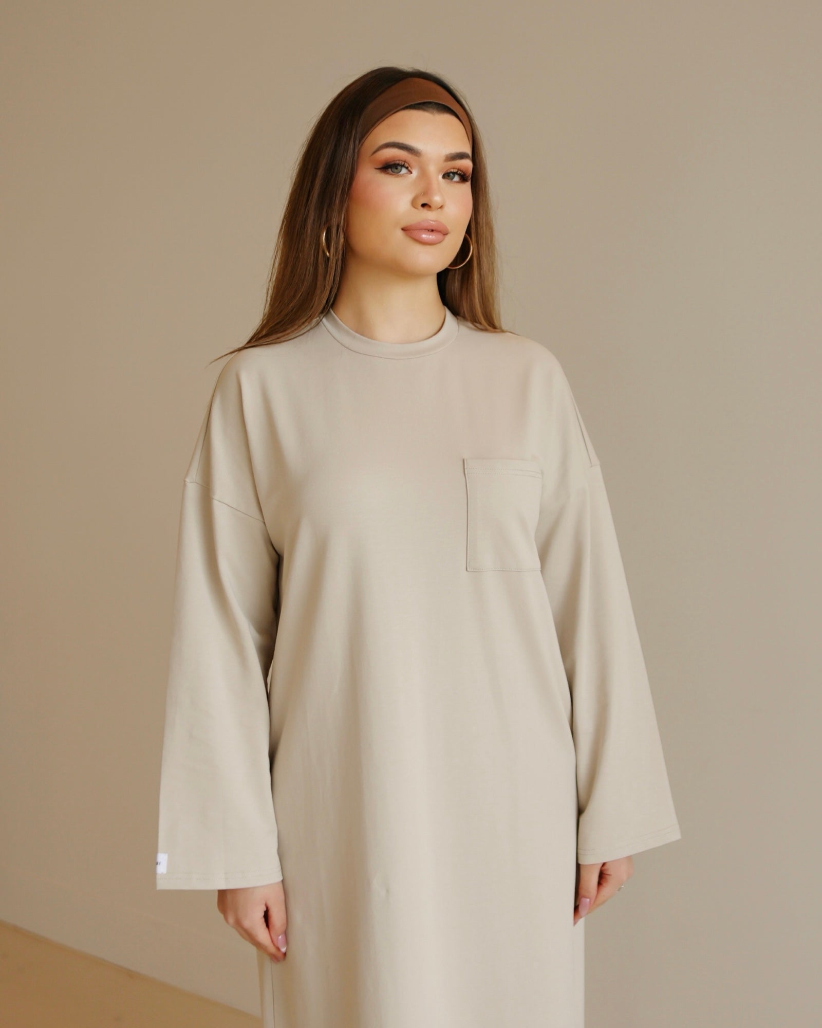 Nasma T-shirt Cotton Dress - Sand