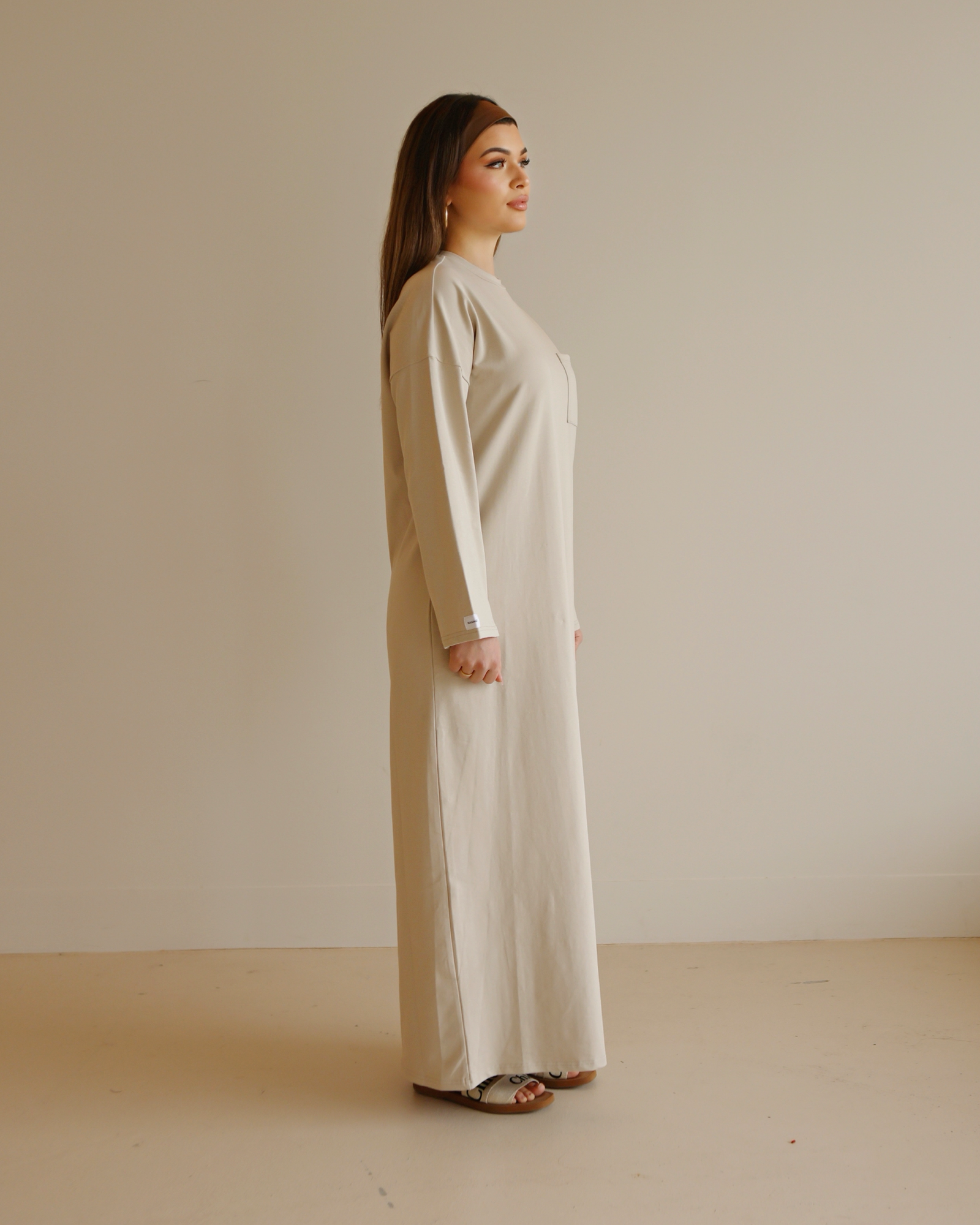 Nasma T-shirt Cotton Dress - Sand